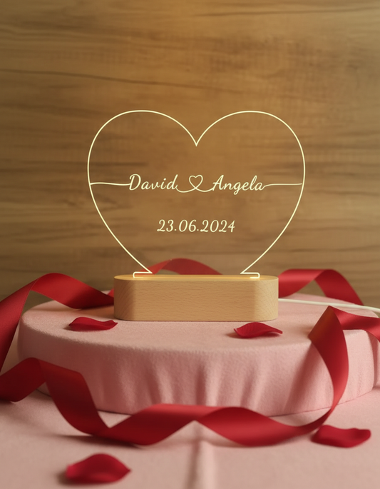 The "Glowing Heart" Personalized LED Lamp